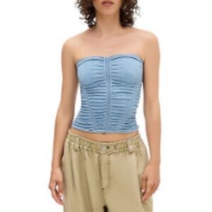 NWT - Blue Strapless Ruched Women's Top